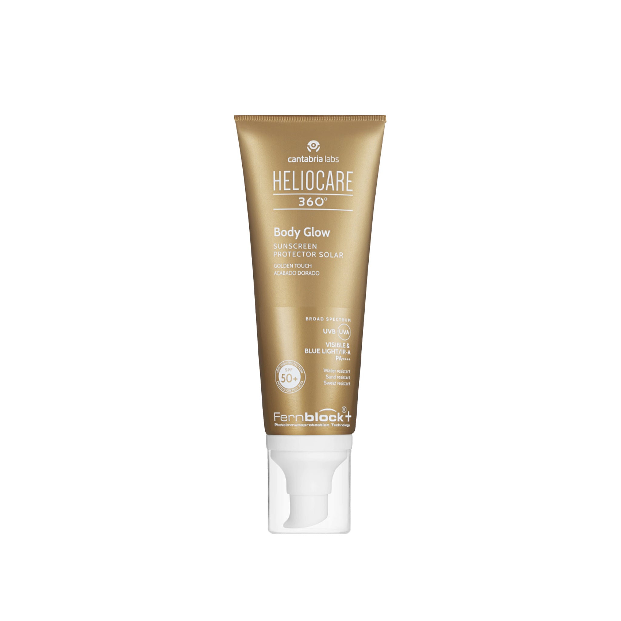 1-7.jpg Heliocare 360 Body Glow Protector Solar FPS 50+ Acabado Dorado 100ml - Imagen 1